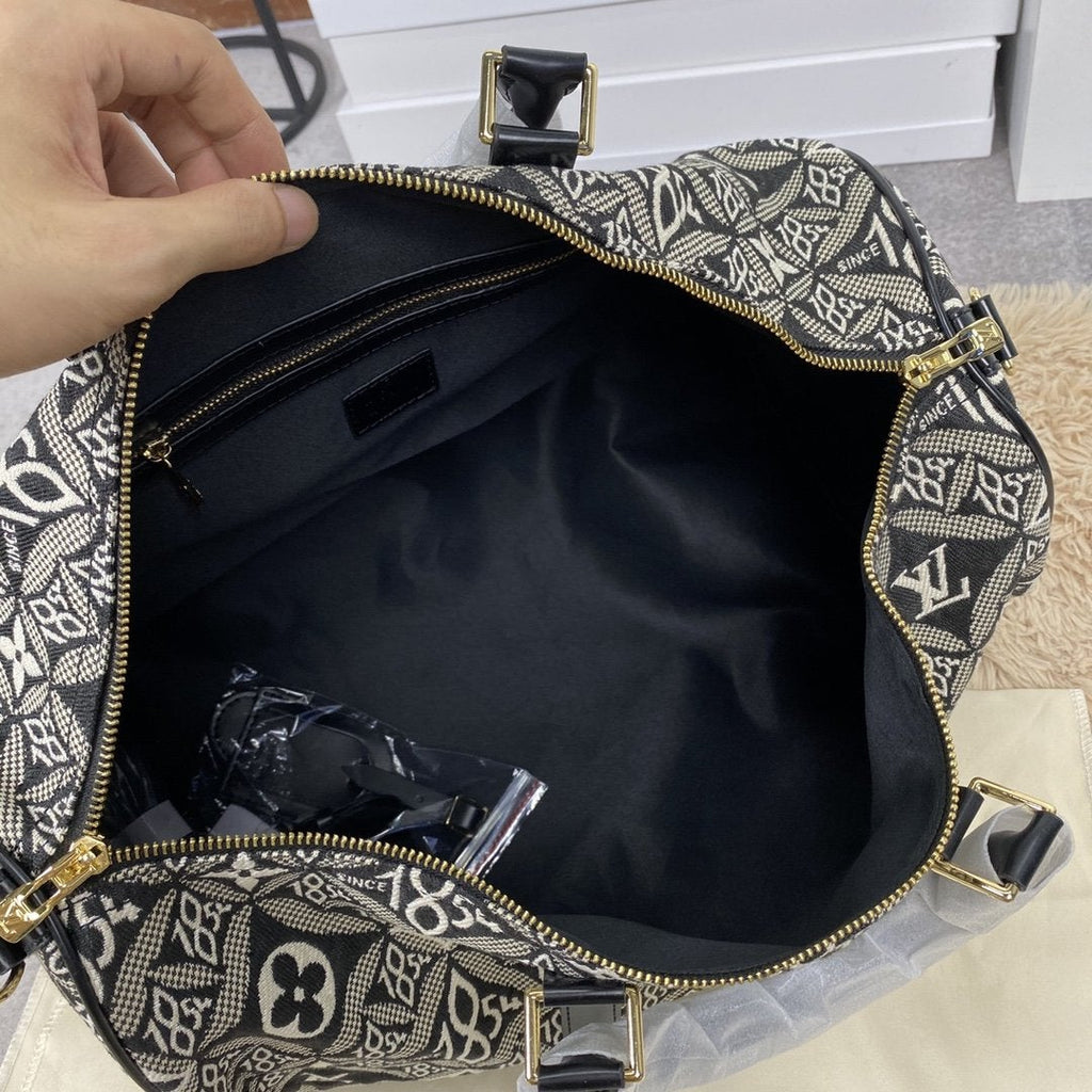 LOUIS VUITTON LV KEEPALL BANDOULIERE 45 1854 JACQUARD GRAY