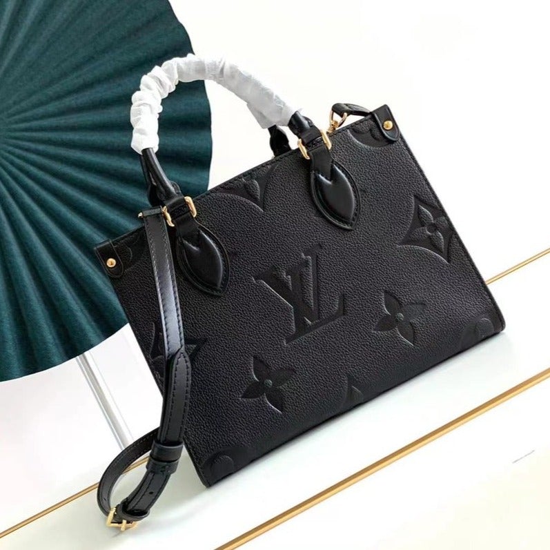 LOUIS VUITTON ONTHEGO PM 25 BLACK MONOGRAM EMPREINTE GIANT CANVAS