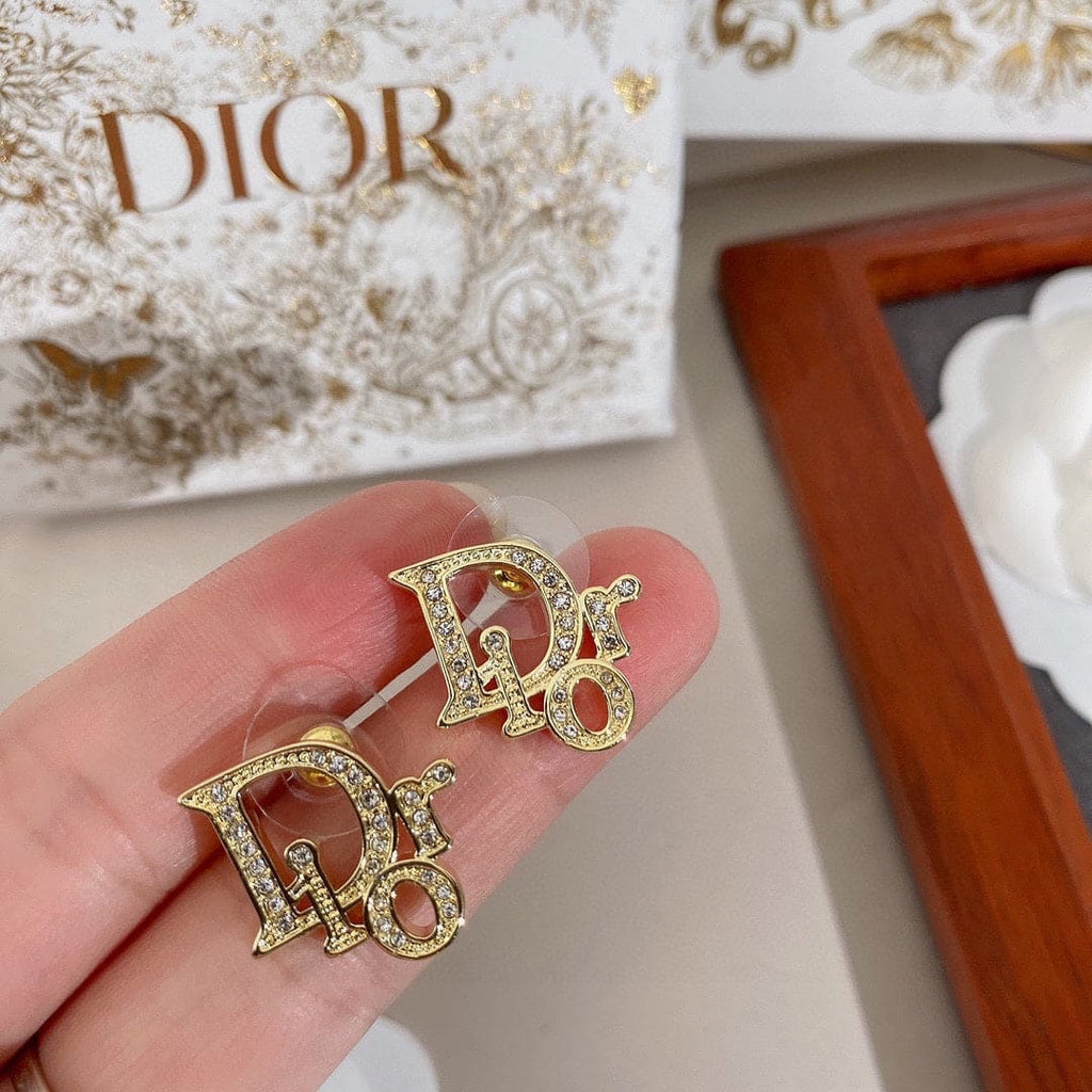 18K Dior Rhinestone Vintage Earrings