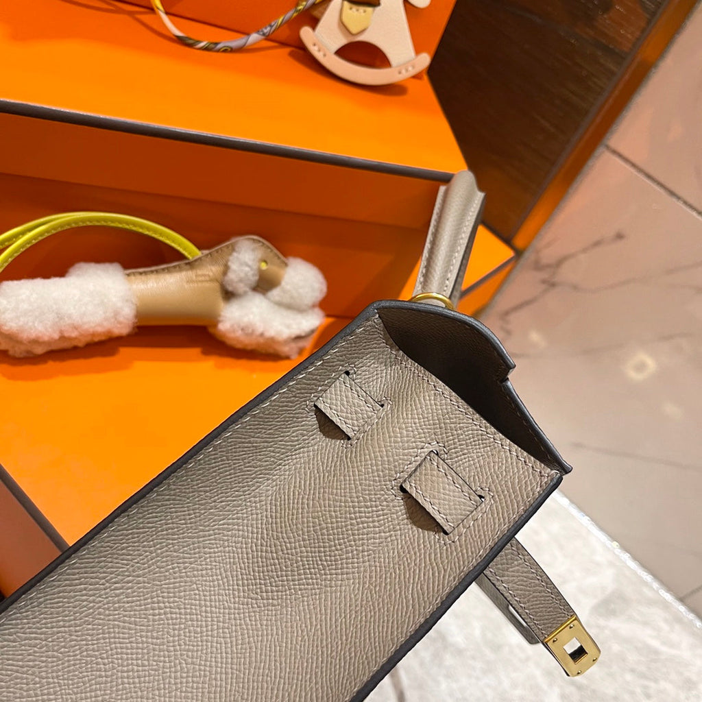 HERMES KELLY 25CM GREY EPSOM LEATHER GOLD HARDWARE