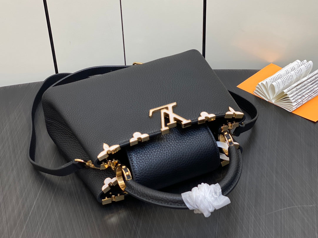 LOUIS VUITTON CAPUCINES BB 27 BLACK TAURILLON GOLD HARDWARE