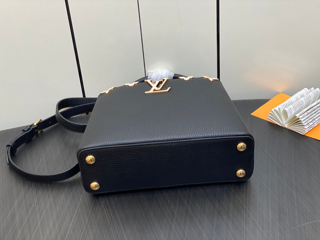 LOUIS VUITTON CAPUCINES BB 27 BLACK TAURILLON GOLD HARDWARE