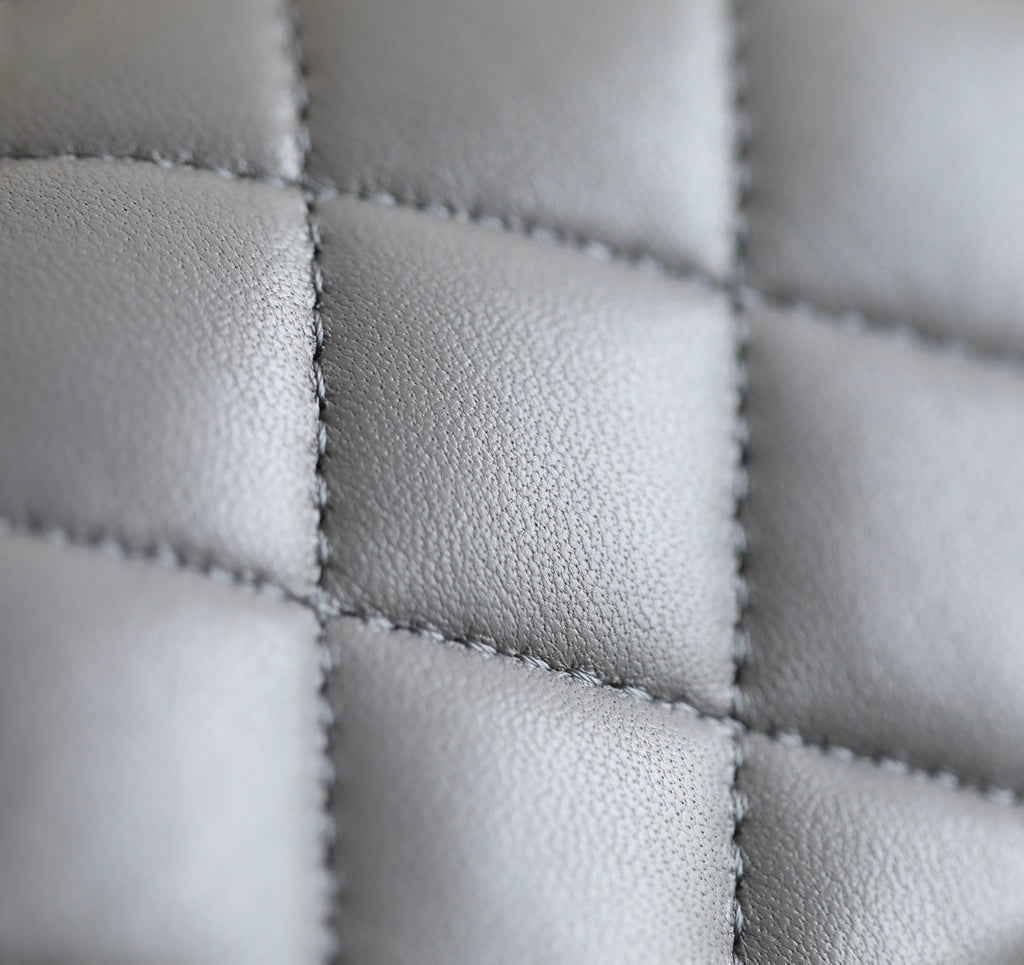 CHANEL MINI RECTANGLE FLAP BAG TOP HANDLE 20CM GREY LAMBSKIN SILVER HARDWARE