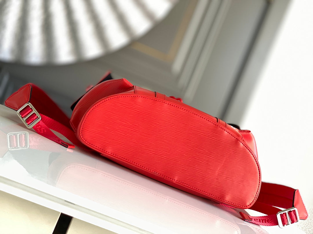 LOUIS VUITTON LV x SUPREME CHRISTOPHER SMALL BACKPACK 47 IN RED EPI CALFSKIN