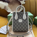 GUCCI MINI TOTE  20 BAG IN BEIGE CANVAS AND WHITE CALFSKIN