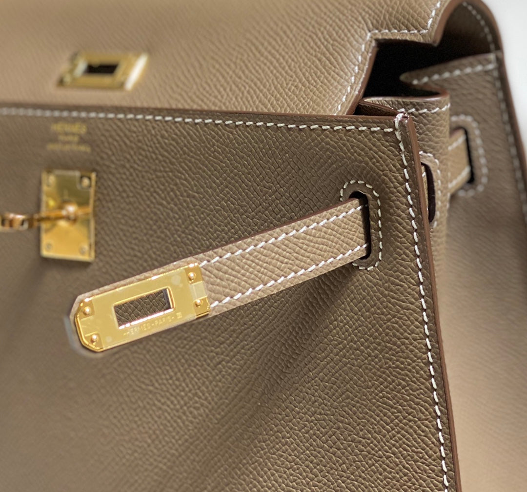 HERMES KELLY 25CM IN ETOUPE EPSOM CALFSKIN GOLD HARDWARE
