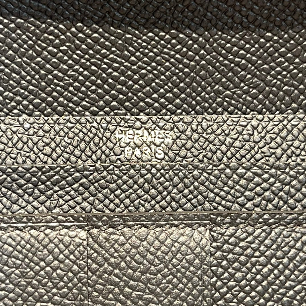 HERMES BEARN WALLET 17.5 BLACK EPSOM GOLD HARDWARE