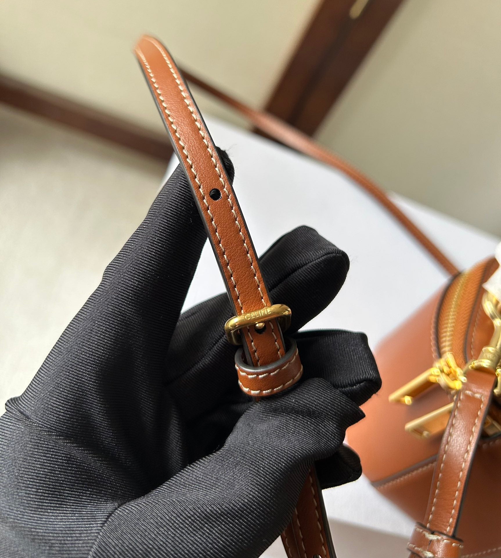 CELINE MINI VANITY CASE CUIR TRIOMPHE 9 IN BRONZE BROWN SMOOTH CALFSKIN