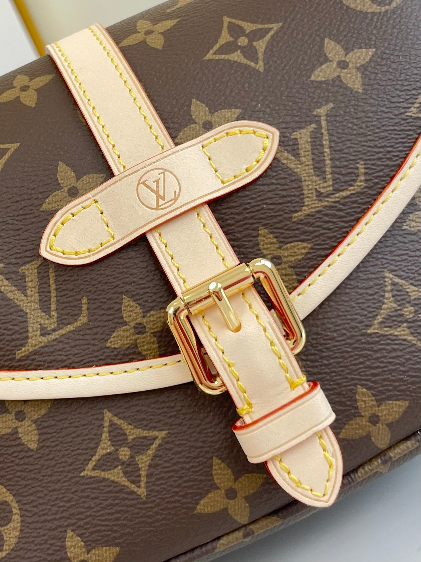 LOUIS VUITTON SAUMUR BB 20 BROWN MONOGRAM CANVAS AND LEATHER TRIM GOLD HARDWARE