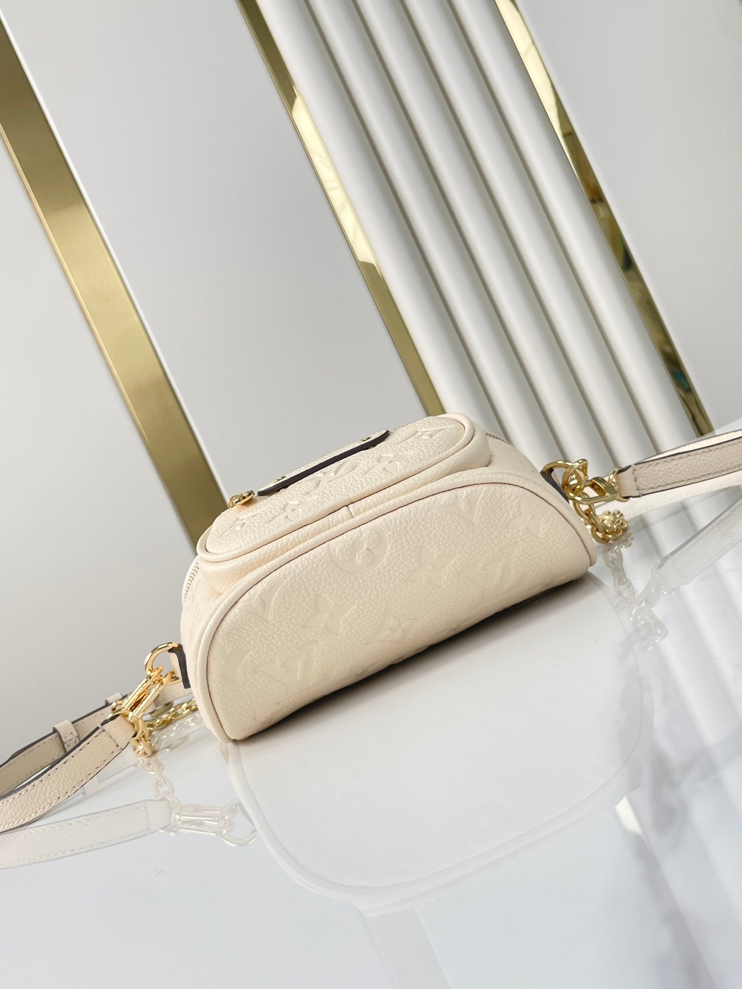LOUIS VUITTON MINI BUMBAG 17 IN CREAM MONOGRAM EMPREINTE LEATHER GOLD HARDWARE