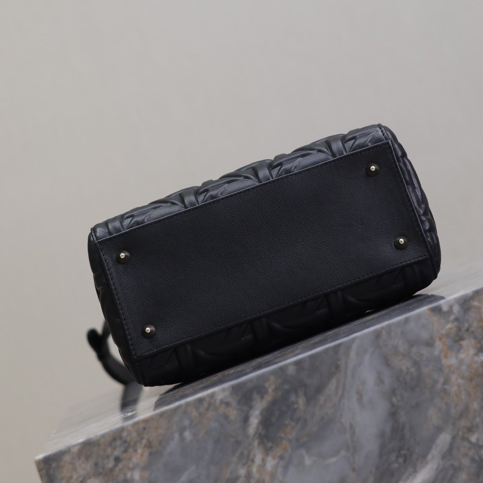 DIOR LADY BAG 24 IN BLACK GRAPHIC CANNAGE CALFSKIN PALE GOLD-FINISH METAL CHARMS
