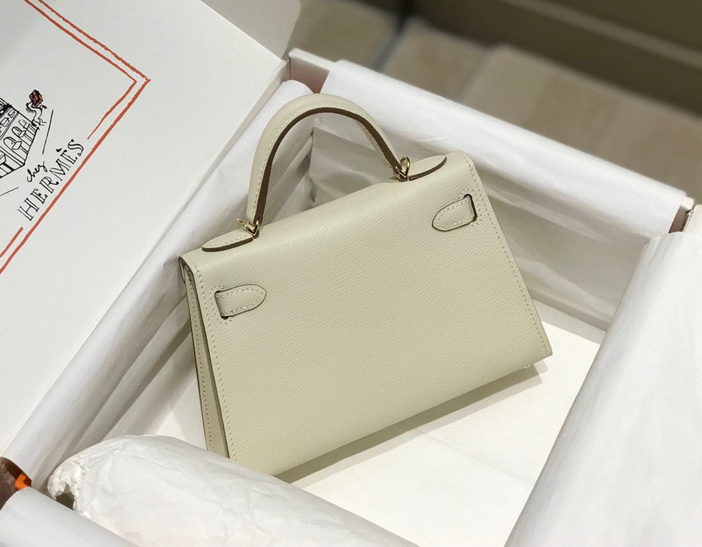 HERMES KELLY MINI 20 WHITE EPSOM GOLD HARDWARE