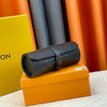 LOUIS VUITTON ETUI 3 MONTRES MONOGRAM TAURILLON BLACK CALFSKIN