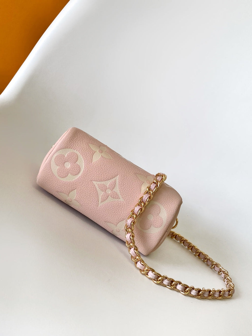 LOUIS VUITTON LV 25S NANO SPEEDY BAG 16 IN ROSE AND QUARTZ EMBOSSED GRAINED CALFSKIN