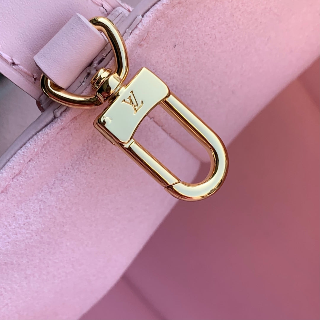 LOUIS VUITTON ALL IN BB BAG 18 IN QUARTZ PINK AND BEIGE EMBOSSED COWHIDE