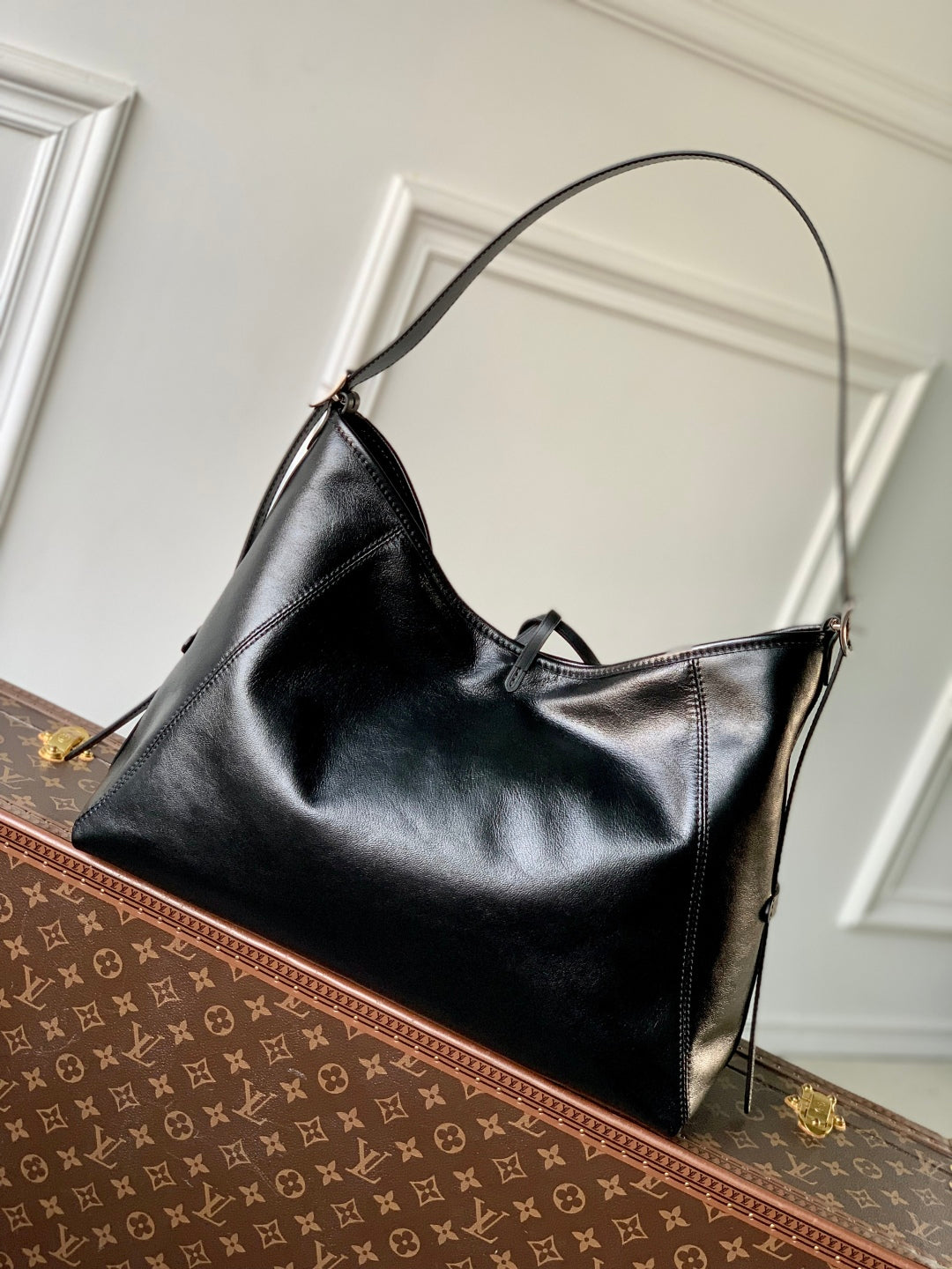 LOUIS VUITTON CARRYALL CARGO DARK 39 IN BLACK LAMBSKIN COLORFUL MONOGRAM TAG