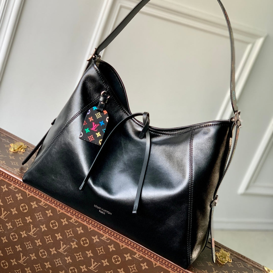 LOUIS VUITTON CARRYALL CARGO DARK 39 IN BLACK LAMBSKIN COLORFUL MONOGRAM TAG