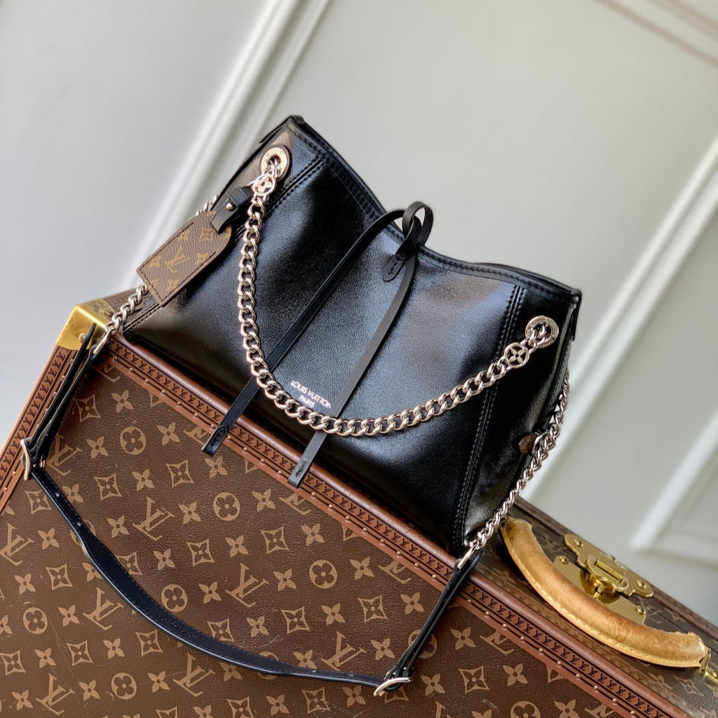 LOUIS VUITTON CARRYALL CARGO VIBE BB 26 IN BLACK LAMBSKIN BORWN MONOGRAM TAG