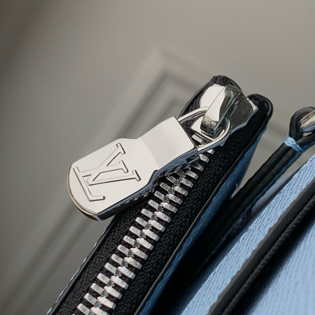 LOUIS VUITTON TRIO MESSENGER BAG 25 IN BLUE MONOGRAM COATED CANVAS AND CALFSKIN