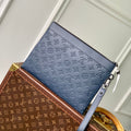 LOUIS VUITTON POCHETTE TOGO 30 IN DARK BLUE MONOGRAM ECLIPSE CALFSKIN EMBOSSED LOGO