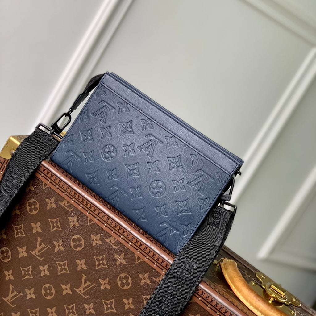 LOUIS VUITTON POCHETTE VOYAGE 22 IN DARK BLUE MONOGRAM SHADOW CALFSKIN