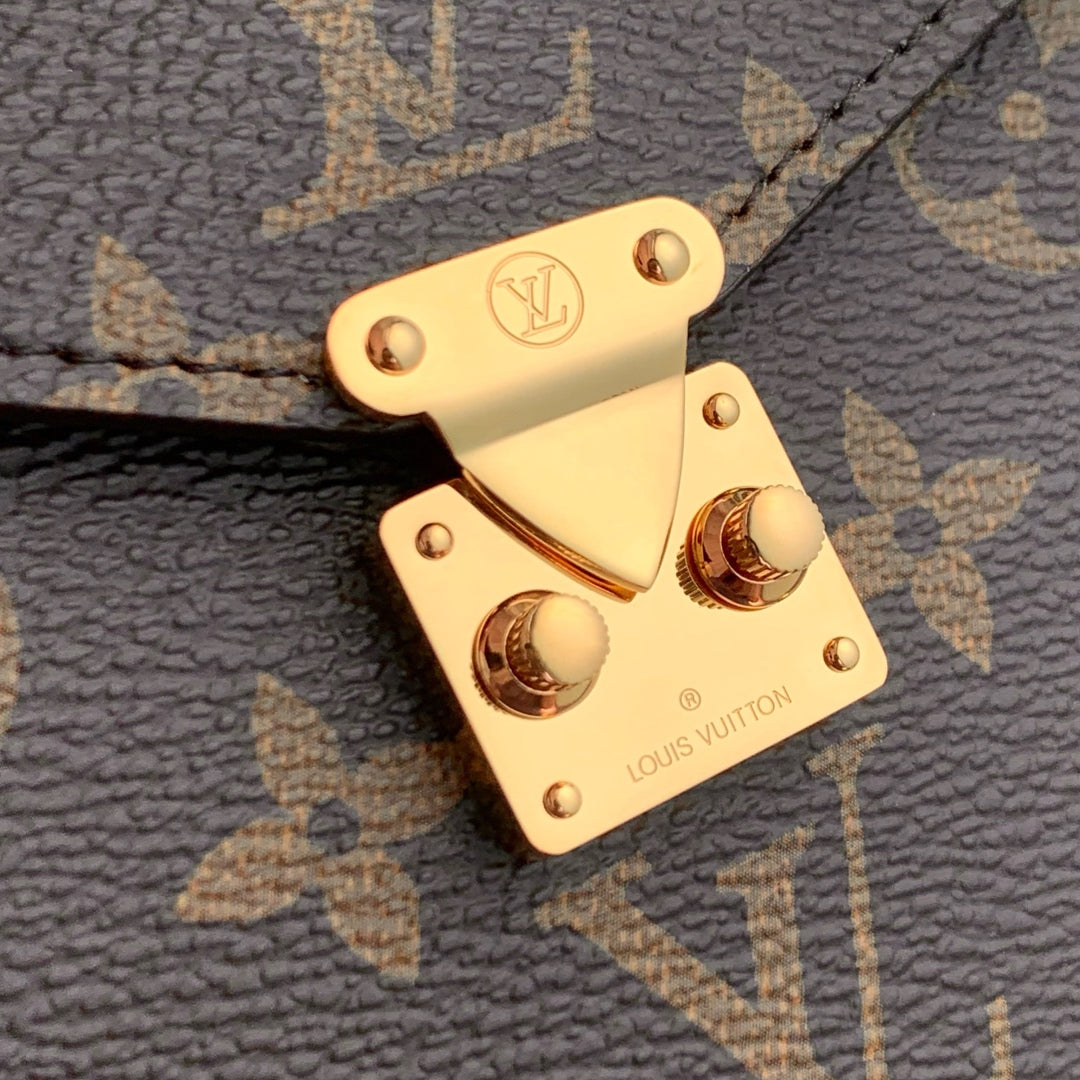 LOUIS VUITTON PHONE POUCH 17.5 IN BROWN MONOGRAM COATED CANVAS AND CALFSKIN
