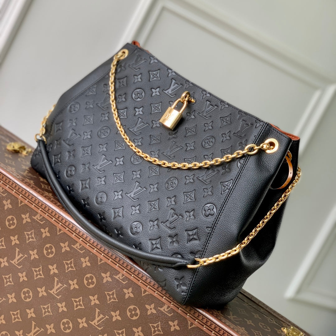 LOUIS VUITTON ANYTIME MM 42 IN BLACK MONOGRAM EMPREINTE CALFSKIN GOLD HARDWARE