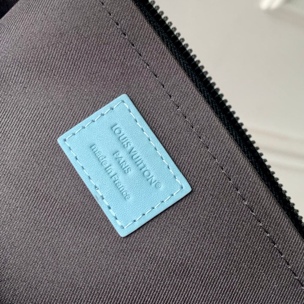 LOUIS VUITTON POCHETTE TO GO 30 IN SKY BLUE MONOGRAM SHADOW CALFSKIN EMBOSSED LOGO