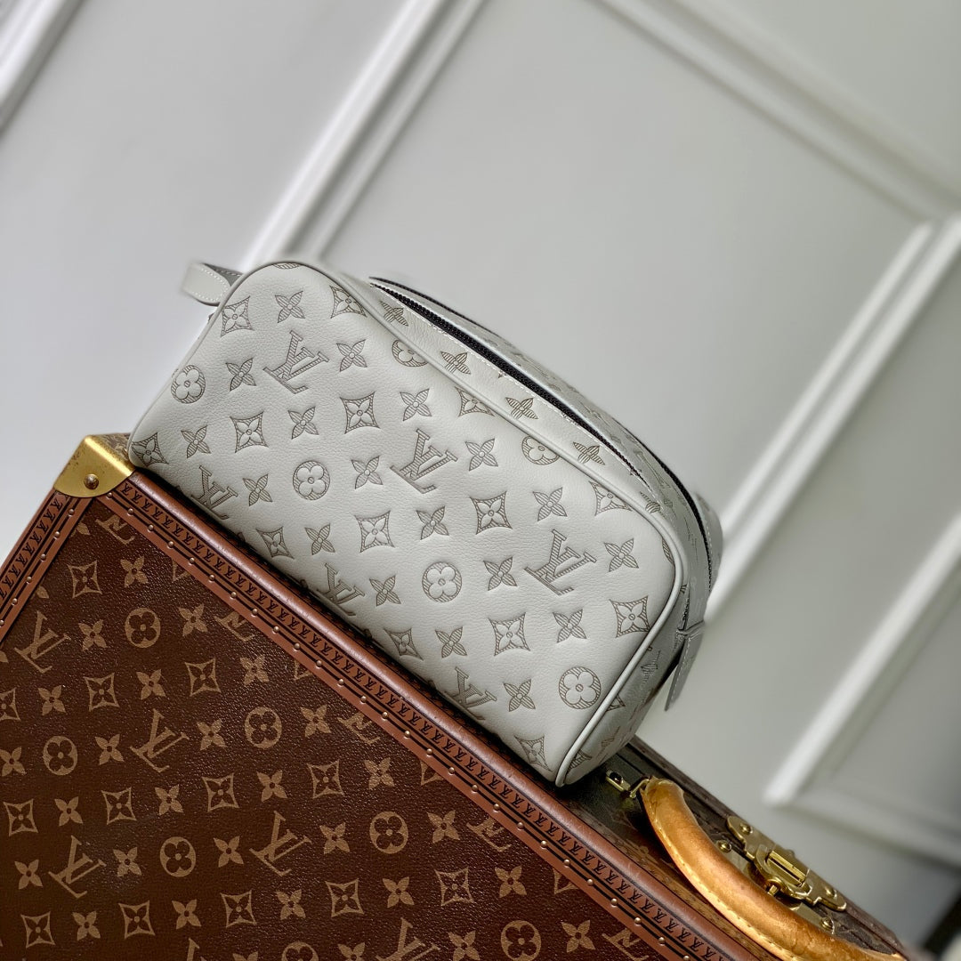 LOUIS VUITTON DOPP KIT 28 IN LIGHT GREY MONOGRAM SHADOW CALFSKIN