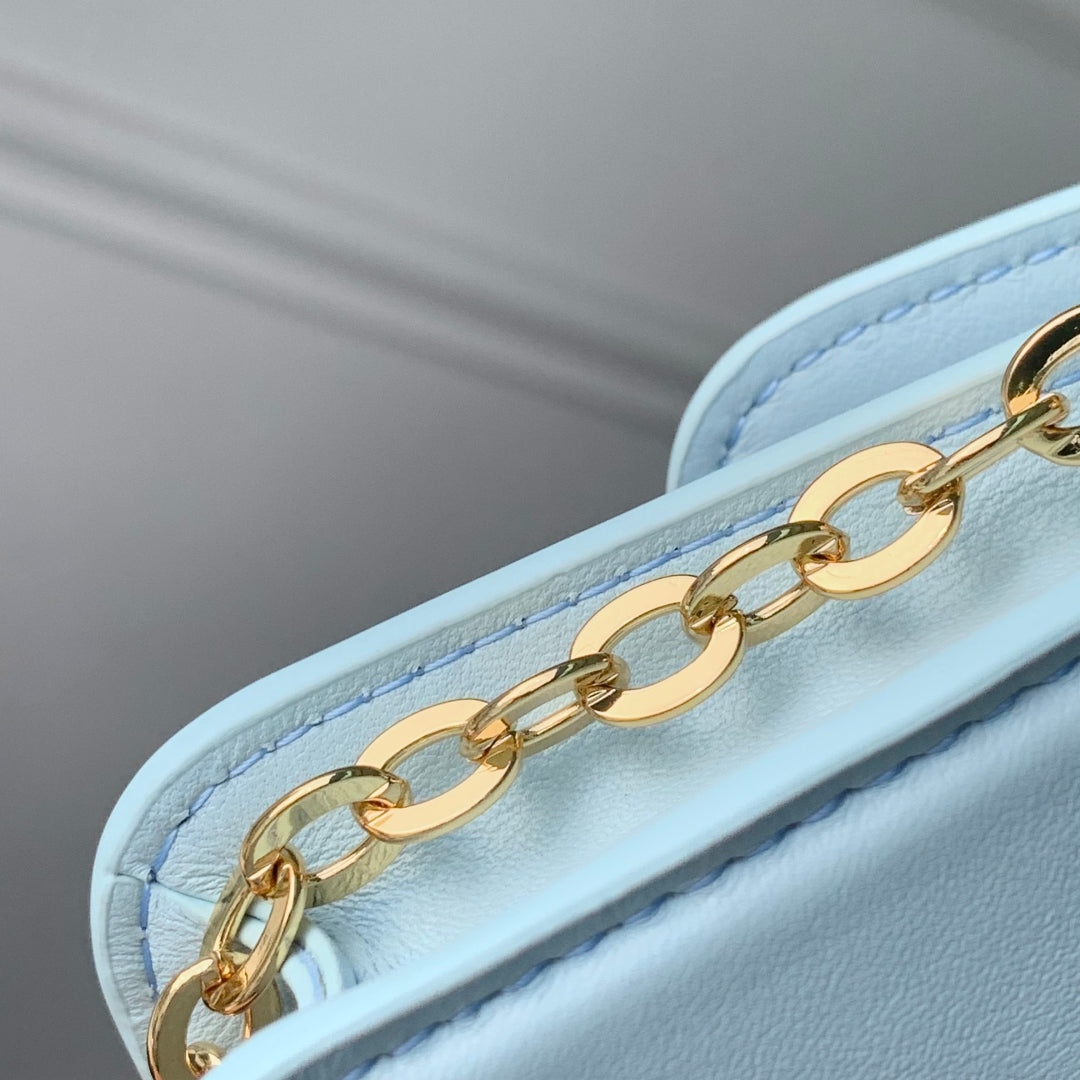 LOUIS VUITTON WALLET ON CHAIN BLOOM 20 IN AZUR BLUE CALFSKIN