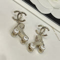 18K  Chanel Skate Shoe Pendant Earrings