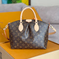 LOUIS VUITTON LV 25S BOÉTIE TOTE 25 IN BROWN MONOGRAM COATED CANVAS AND CALFSKIN GOLD HARDWARE