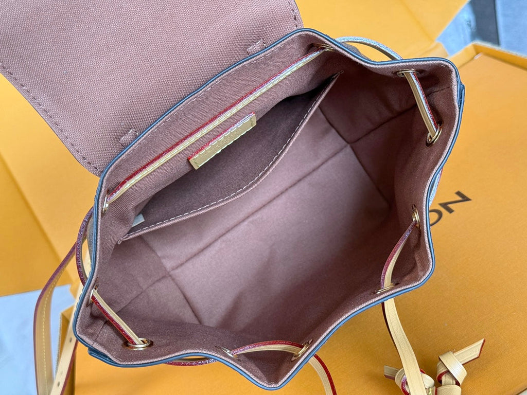 LOUIS VUITTON LV 25S MONTSOURIS MINI 20 IN BROWN MONOGRAM CANVAS LEATHER TRIM GOLD HARDWARE