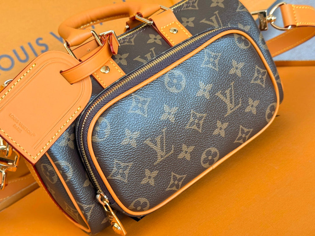 LOUIS VUITTON LV 25S KEEPALL CARGO 25 IN BROWN MONOGRAM CANVAS AND CALFSKIN GOLD HARDWARE