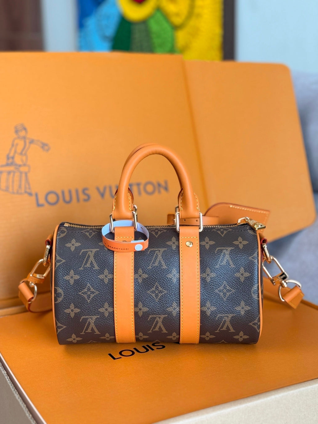LOUIS VUITTON LV 25S KEEPALL CARGO 25 IN BROWN MONOGRAM CANVAS AND CALFSKIN GOLD HARDWARE