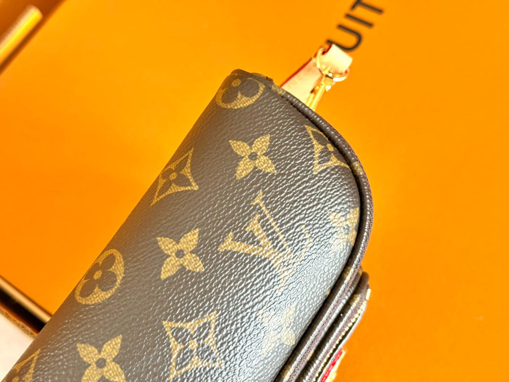 LOUIS VUITTON LV 25S MINI BUMBAG 17 IN BROWN CANVAS MONOGRAM CHERRY PRINT GOLD HARDWARE