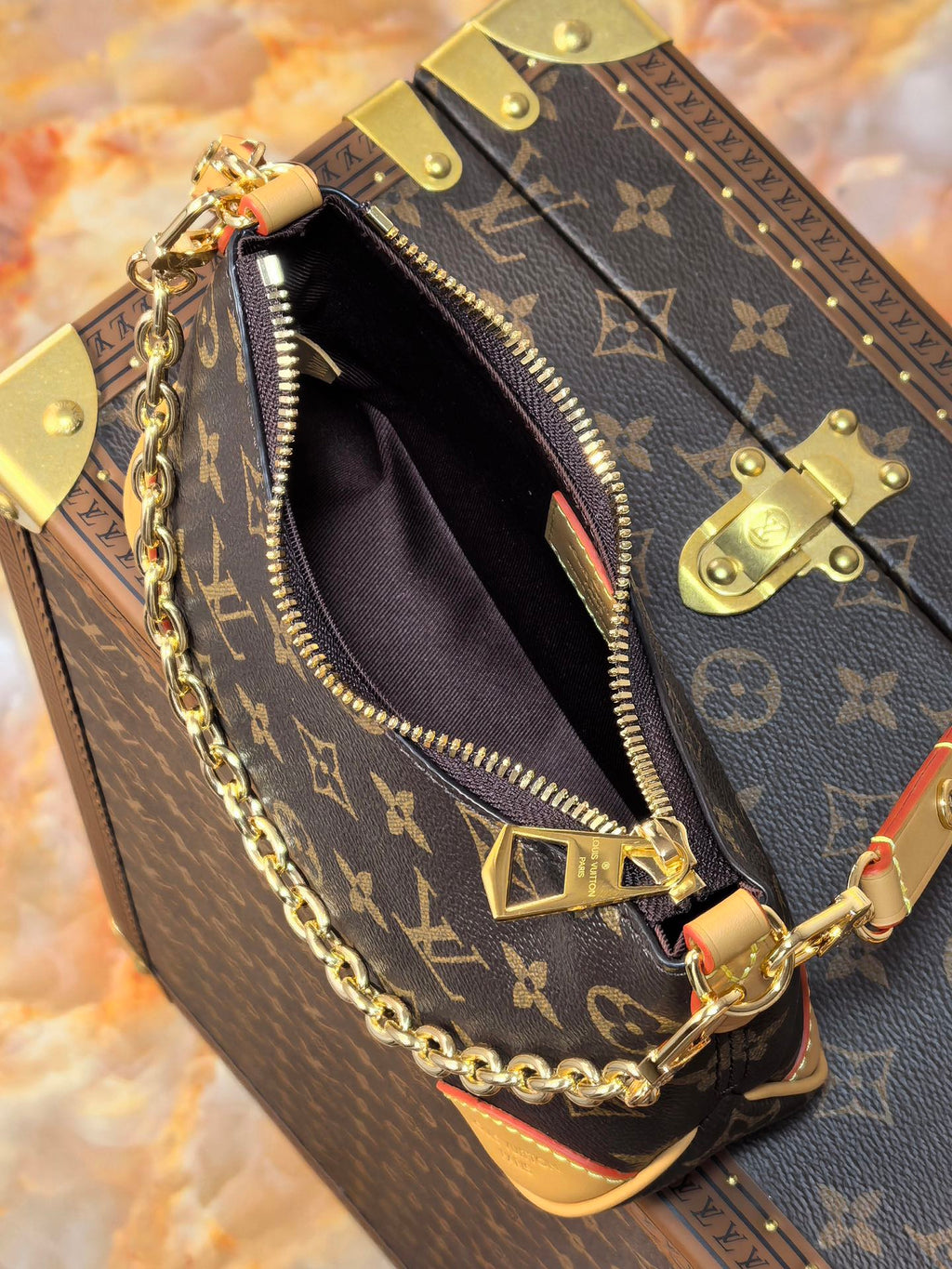 LOUIS VUITTON LV 25S BOULOGNE 20 IN DARK BROWN MONOGRAM CANVAS GOLD HARDWARE