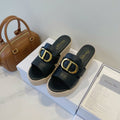 DIOR MONTAIGNE WEDGE SLIDE 95MM IN BLACK CALFSKIN