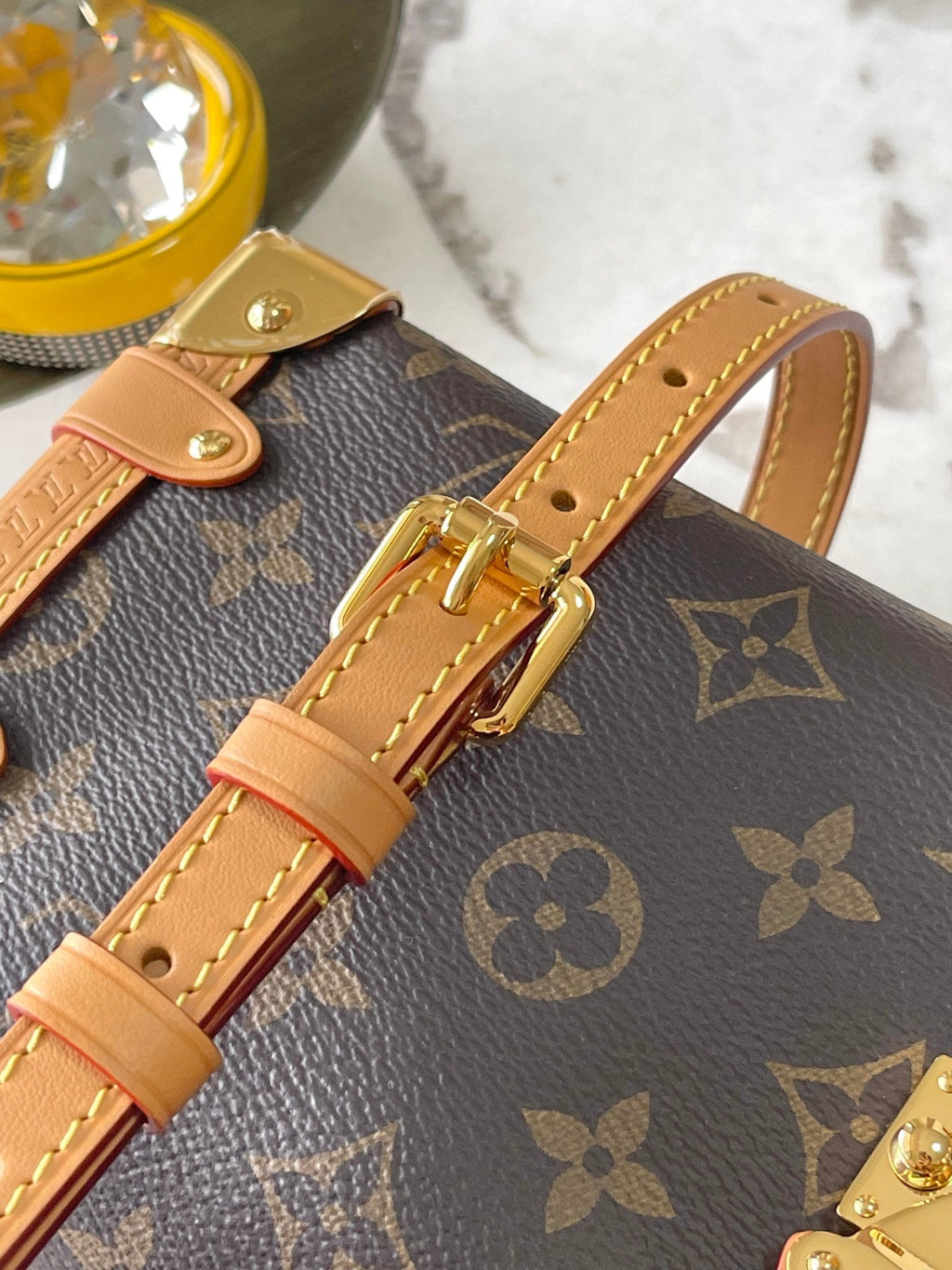 LOUIS VUITTON SIDE TRUNK MINI 18 IN BROWN MONOGRAM CANVAS GOLD HARDWARE