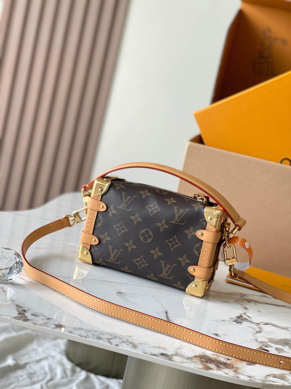 LOUIS VUITTON SIDE TRUNK MINI 18 IN BROWN MONOGRAM CANVAS GOLD HARDWARE