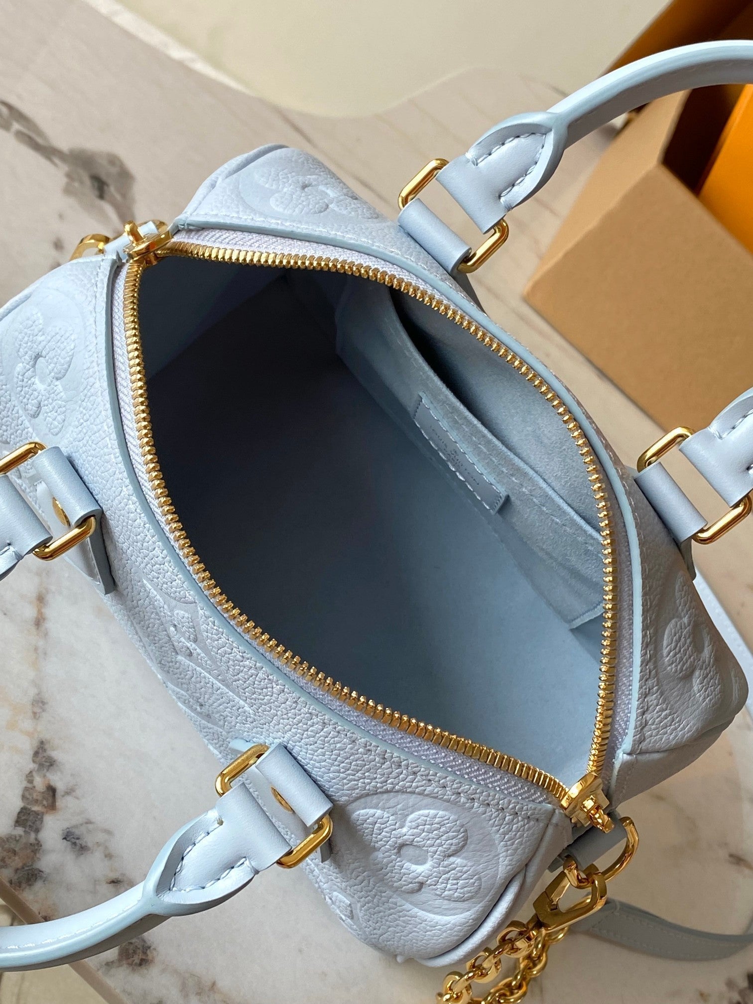 LOUIS VUITTON SPEEDY BANDOULIÈRE 20 IN BLUE HOUR MONOGRAM EMPREINTE LEATHER