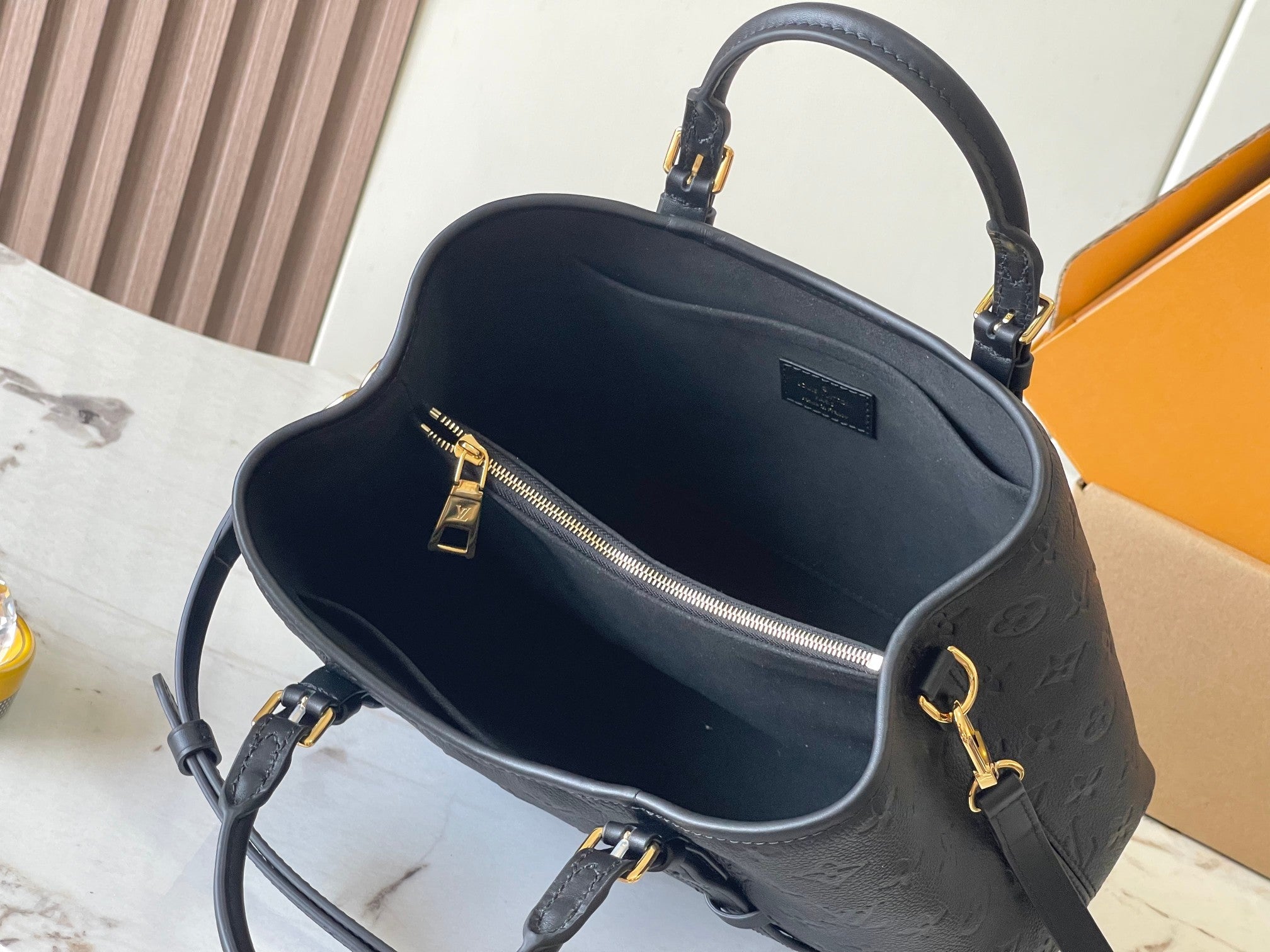LOUIS VUITTON BABYLONE TOTE 31 IN BLACK MONOGRAM EMPREINTE LEATHER
