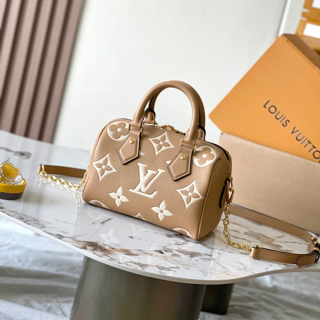 LOUIS VUITTON SPEEDY BANDOULIÈRE 20 IN MILK TEA MONOGRAM EMPREINTE LEATHER