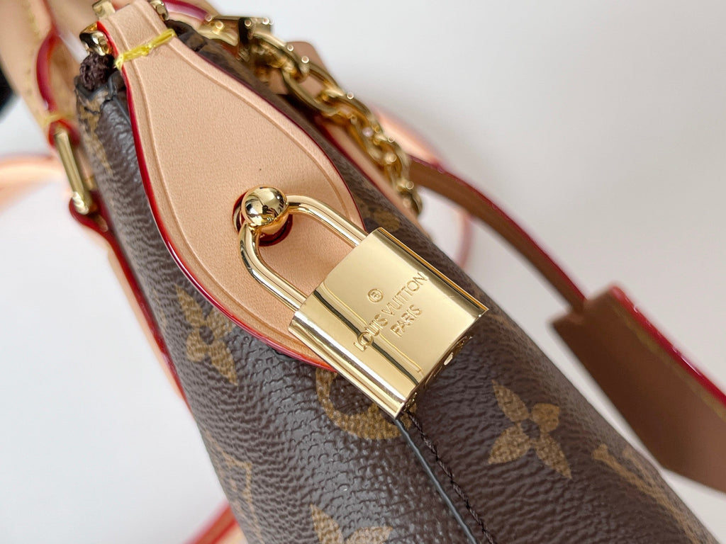 LOUIS VUITTON LV 25S LOCKIT BB 19 IN BROWN MONOGRAM COATED CANVAS GOLD HARDWARE
