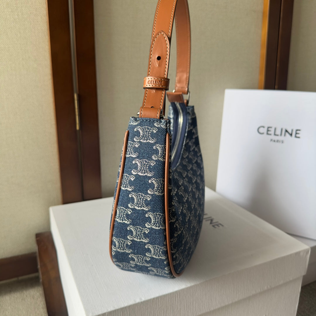 CELINE AVA BAG 24 IN BAYOUX BLUE TRIOMPHE DENIM