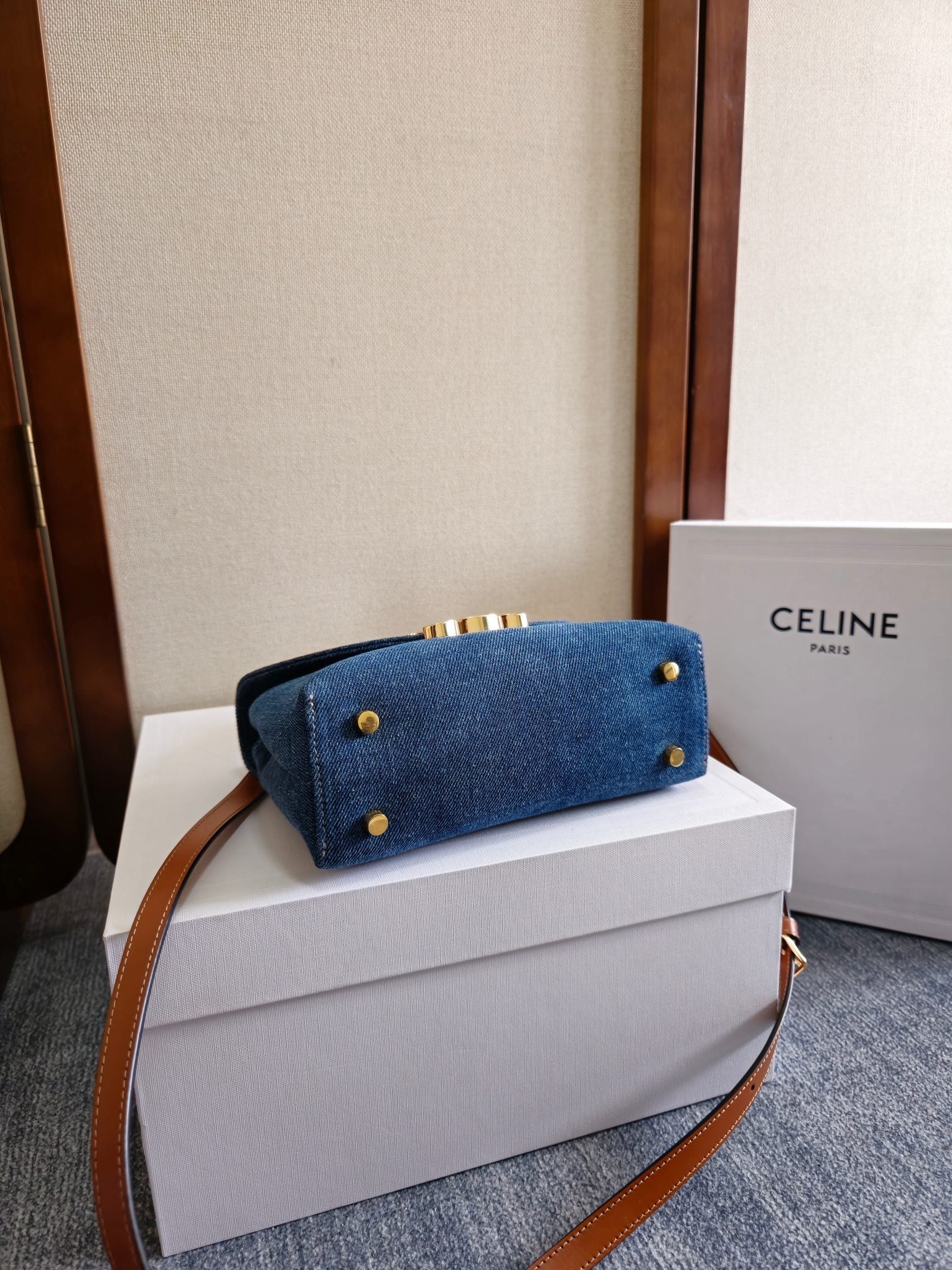 CELINE TEEN NINO BAG 20.5 IN DENIM TRIOMPHE KELLY