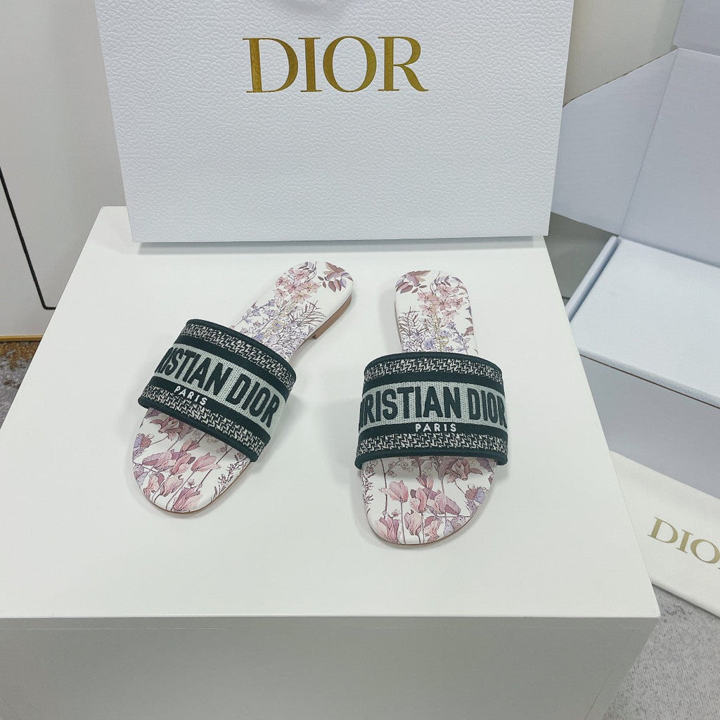 DIOR CD Mule Dway Slide 10mm Multi Motifs Style 1