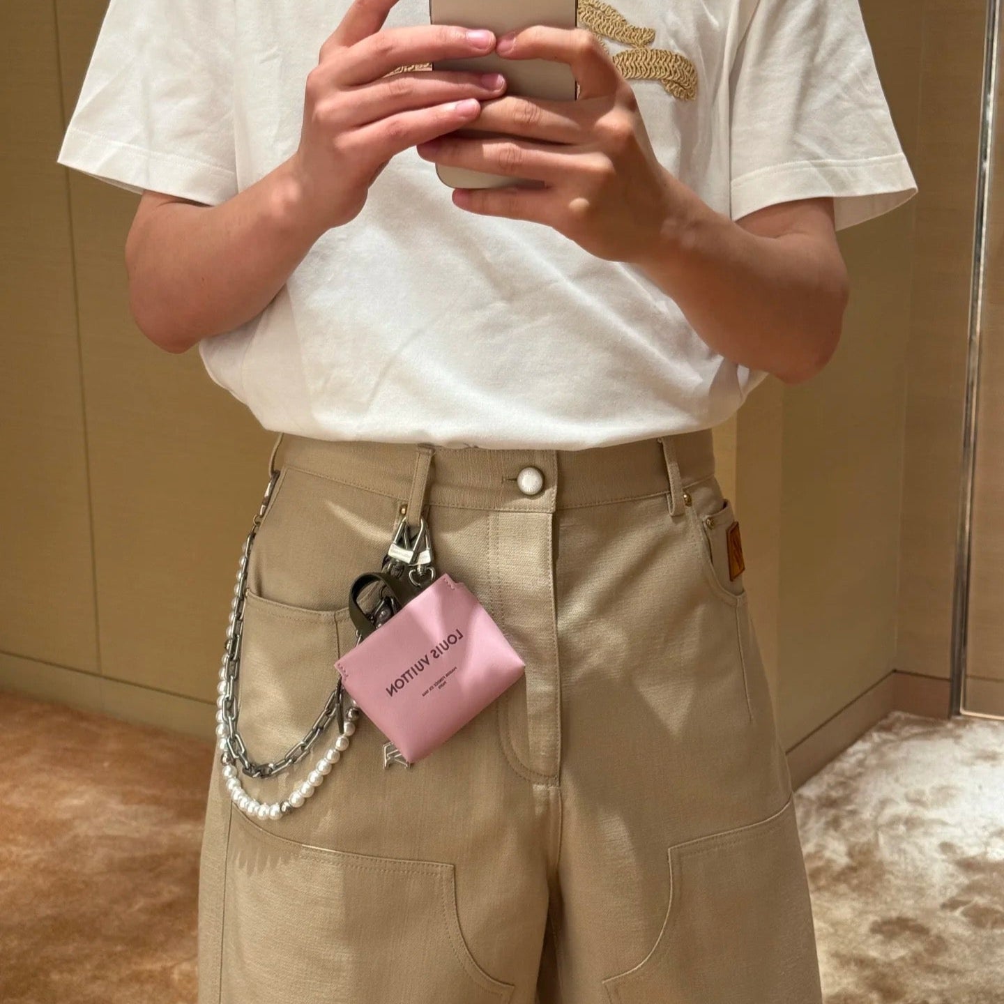 LOUIS VUITTON LV 25S MINI SHOPPER BAG CHARM IN PINK CALFSKIN