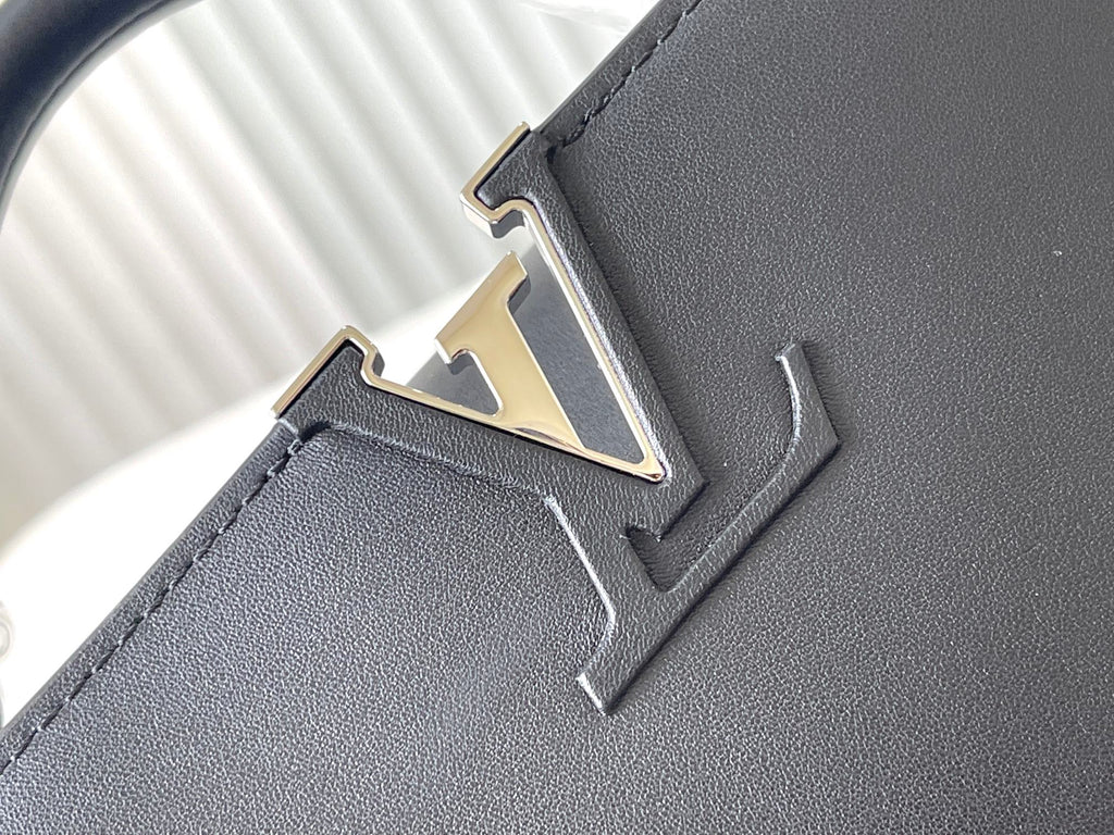 LOUIS VUITTON CAPUCINES EAST-WEST 30 IN BLACK SHEEPSKIN CRYSTAL AND SILVER HARDWARE