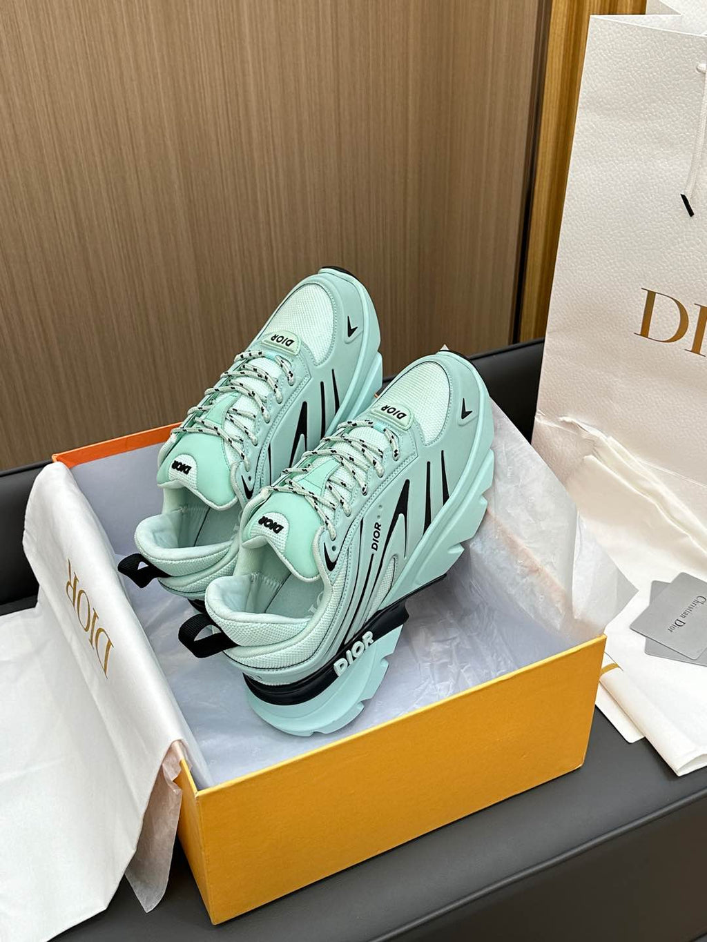 DIOR B44 BLADE SNEAKER AQUAMARINE BLUE TECHNICAL MESH AND TECHNICAL FABRIC